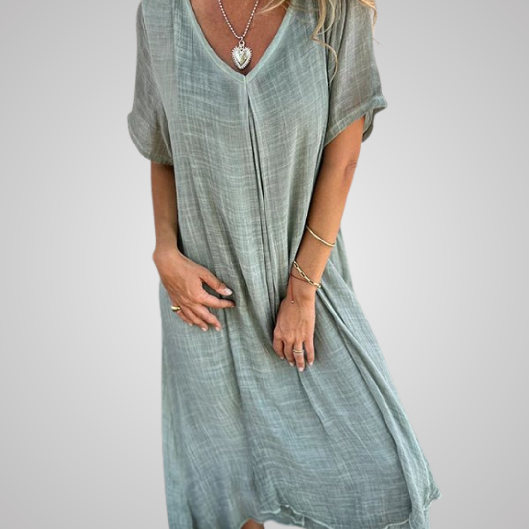Boho V-hals sommerkjole – Rosa, Grønn, Blå, Oransje & Beige