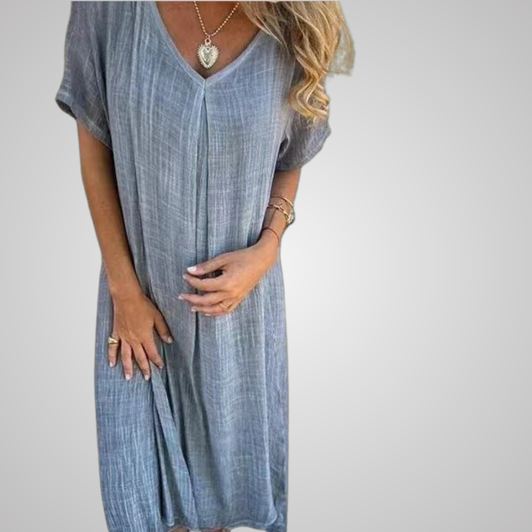 Boho V-hals sommerkjole – Rosa, Grønn, Blå, Oransje & Beige