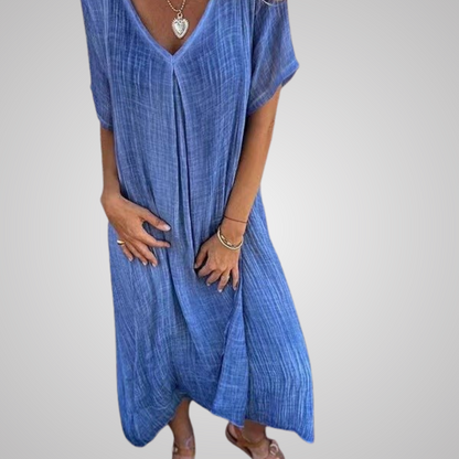 Boho V-hals sommerkjole – Rosa, Grønn, Blå, Oransje & Beige