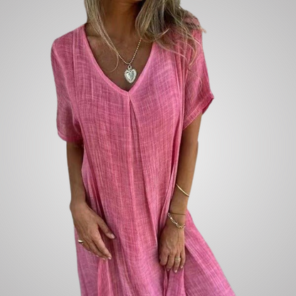 Boho V-hals sommerkjole – Rosa, Grønn, Blå, Oransje & Beige