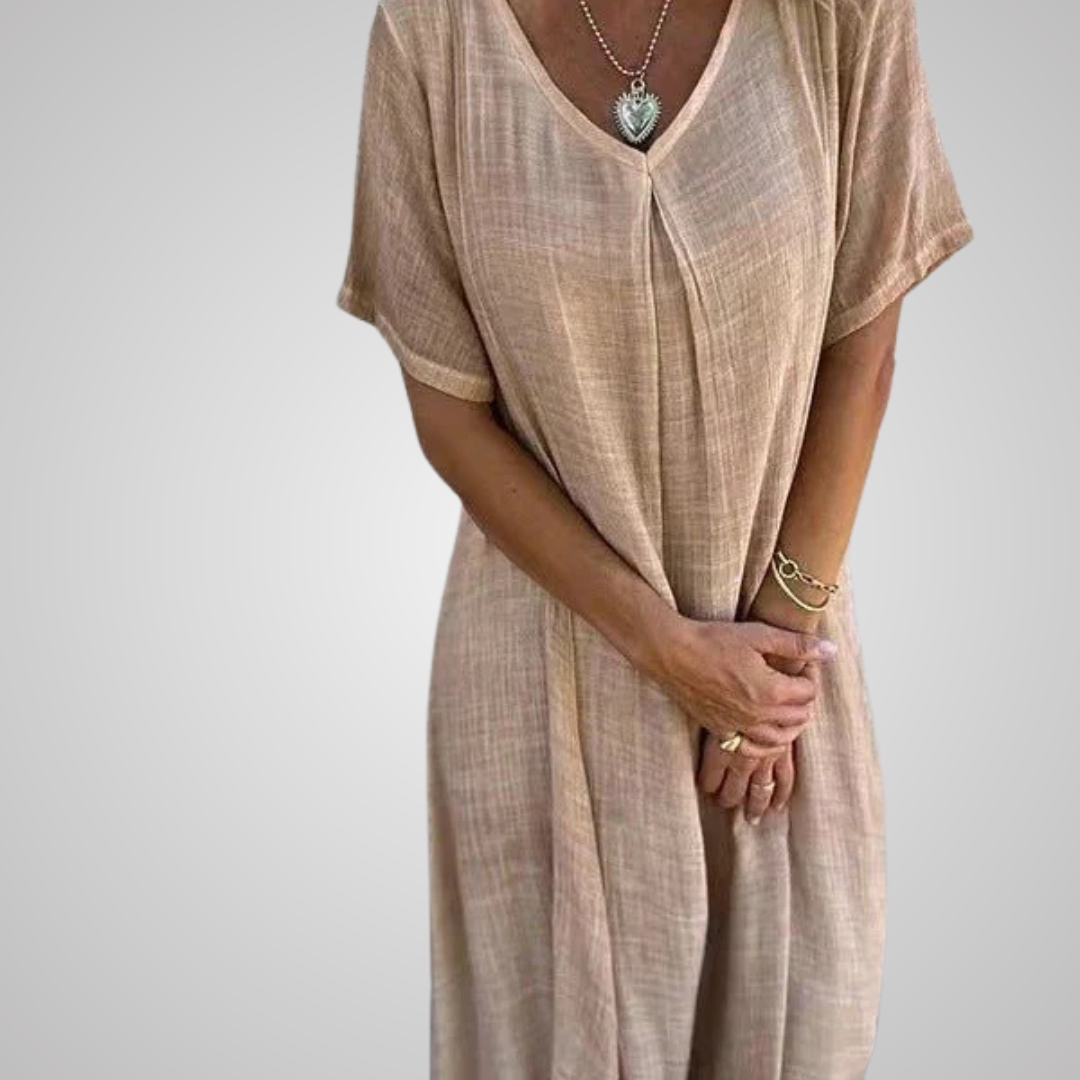 Boho V-hals sommerkjole – Rosa, Grønn, Blå, Oransje & Beige